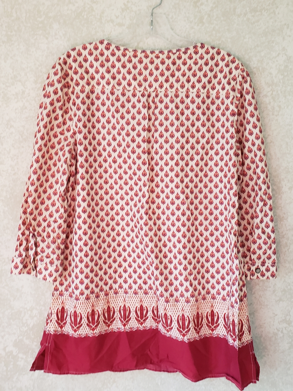 Bob Timberlake Ivory & Raspberry Printed Tunic Top Large Cotton Summer Light - Picture 7 of 11